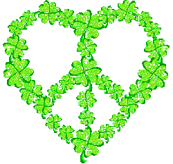 green glitter shamrocks shape peace love symbol