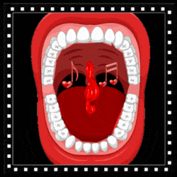 mouth open with music symbols