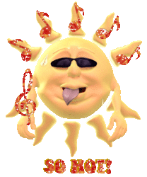 sun with tongue hanging out, sun glasses