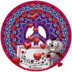 love bug with love song, peace sign background