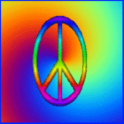 spinning rainbow with spinning peace sign