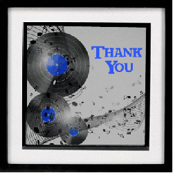 vinyl records design with spinning thank you