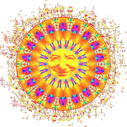 sun face with abstract rays, sparkles