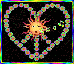 peace love symbol with center sun whistling