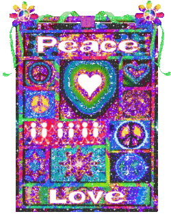 peace tapestry with flower and ribbons on rod
