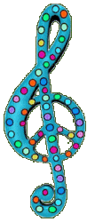 colorful blinking dots on treble clef