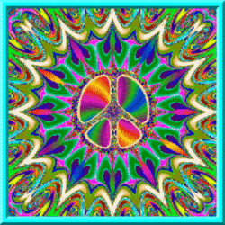 multi dementional peace sign, spinning color center