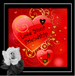 love your friendship with hearts, white rose, framed