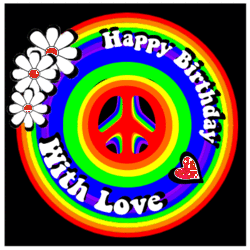 happy birthday with love peace sign