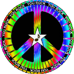 you rock psychedelic rainbow burst peace sign,star center