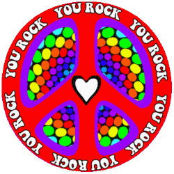 colorful peace sign center with heart pulsing in rhythm